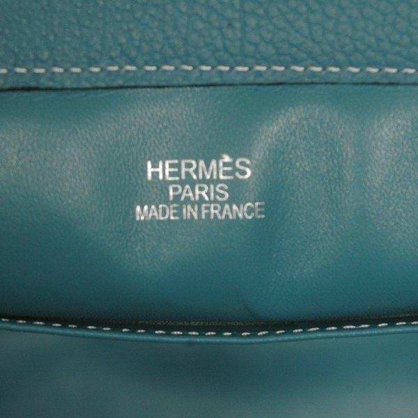Best Hermes Large Leather H Handbag Blue 6058